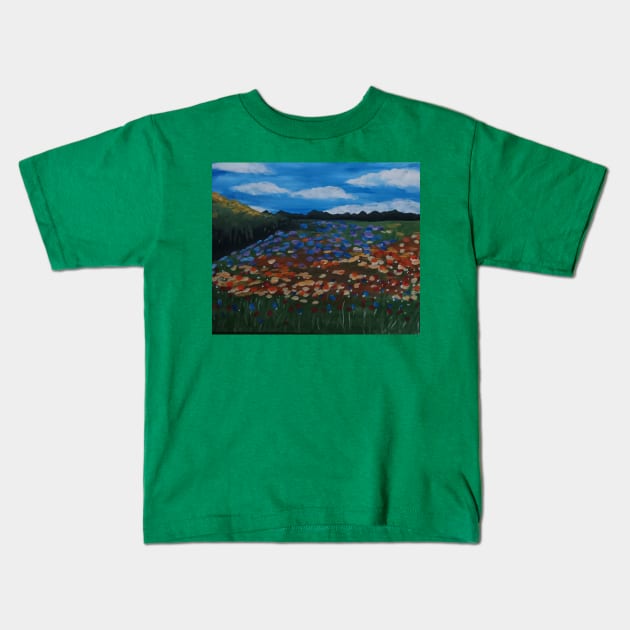 Montana Wildflowers Kids T-Shirt by Oregon333